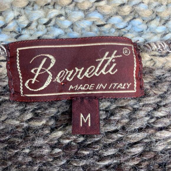 Berretti Made in Italy Blend Knit Cardigan Size M Brown Yellow Gray - Picture 7 of 12